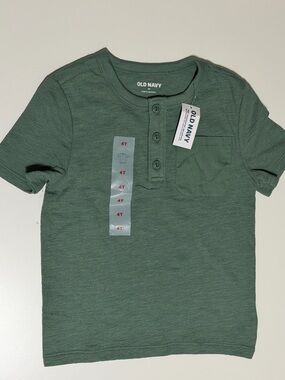 Old Navy Boys' Green Henley Pocket Tee